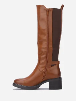 Online La Modeuse Bottes cavalières stretch à talon Camel