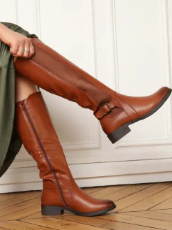 La Modeuse Bottes cavalières style chelsea Camel