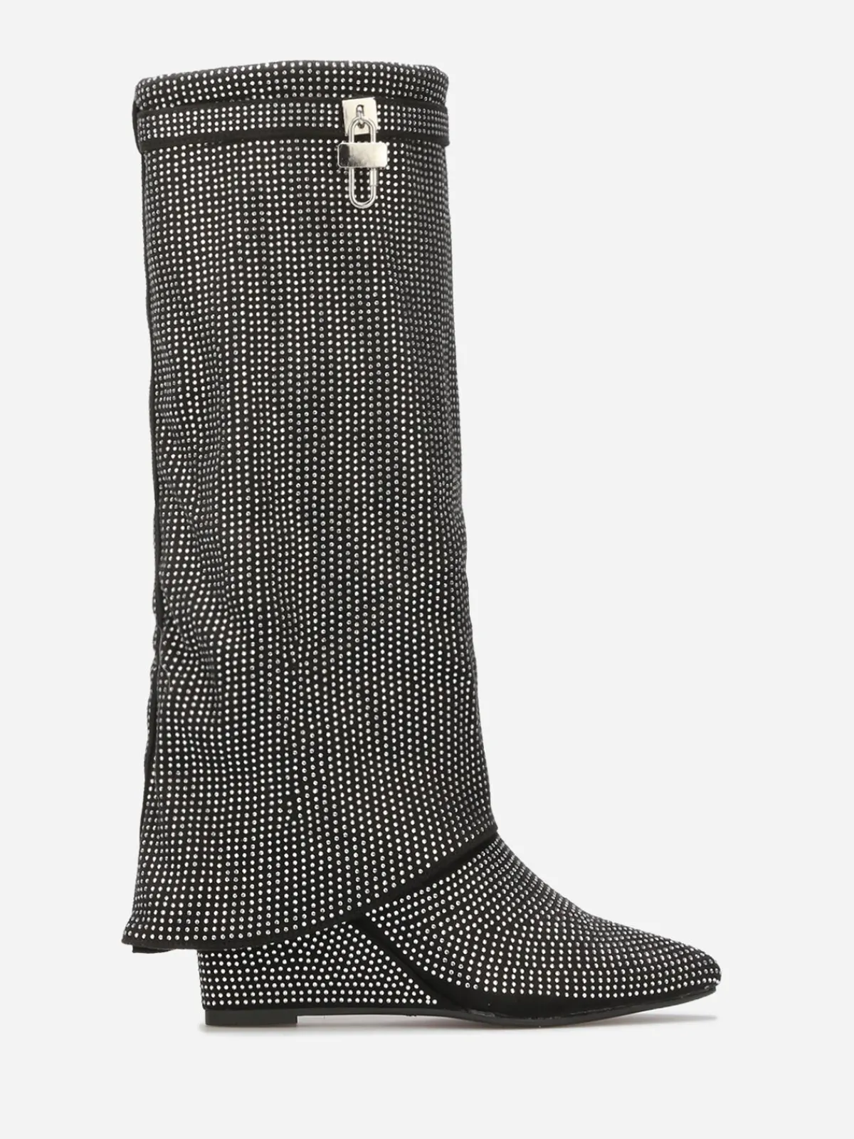 La Modeuse Bottes compensées à revers et strass
