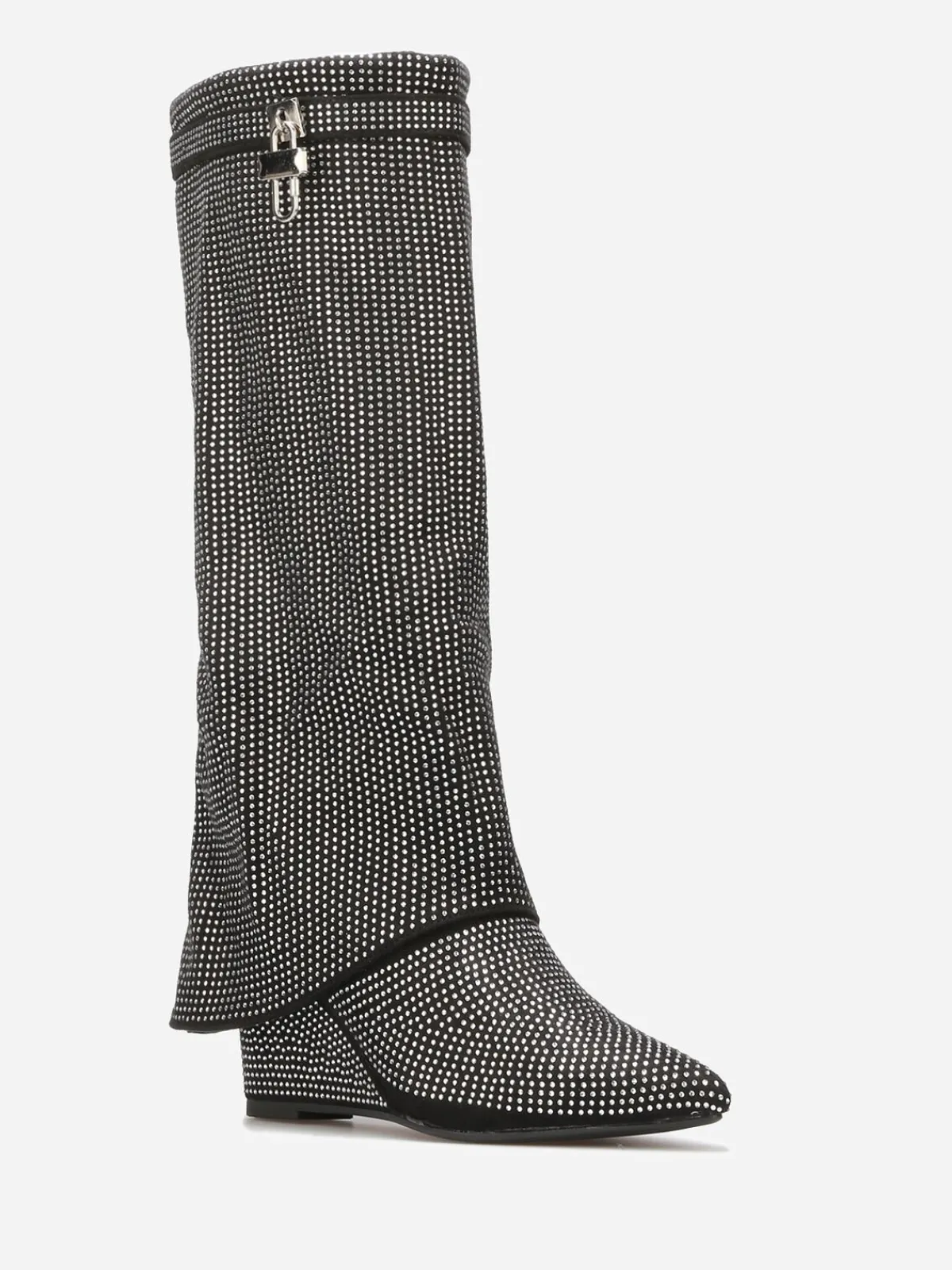 La Modeuse Bottes compensées à revers et strass