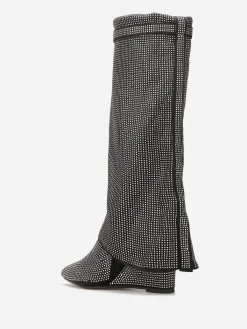 La Modeuse Bottes compensées à revers et strass