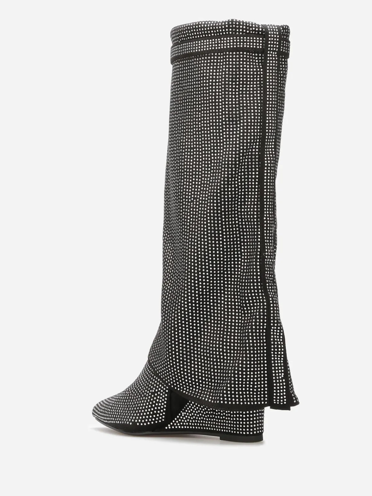 La Modeuse Bottes compensées à revers et strass