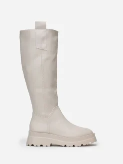 New La Modeuse Bottes crantées avec larges languettes Beige