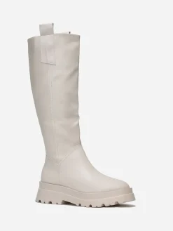 New La Modeuse Bottes  crantées avec larges languettes Beige