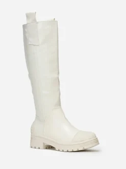 Clearance La Modeuse Bottes crantées avec motifs en relief Beige