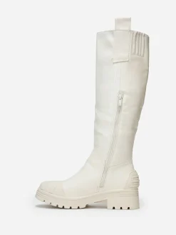 Clearance La Modeuse Bottes crantées avec motifs en relief Beige