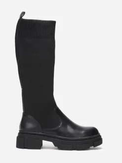 Best La Modeuse Bottes crantées style chaussettes Noir