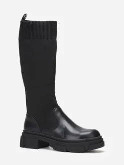Best La Modeuse Bottes crantées style chaussettes Noir