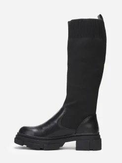 Best La Modeuse Bottes crantées style chaussettes Noir