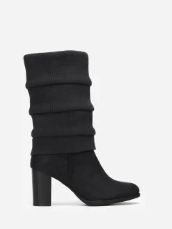 Online La Modeuse Bottes effet chaussettes plissées Noir