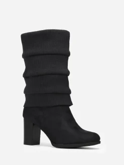 Online La Modeuse Bottes effet chaussettes plissées Noir