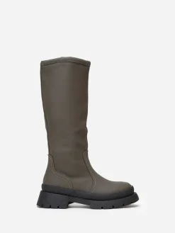 Hot La Modeuse Bottes effet mat à semelle crantée Gris