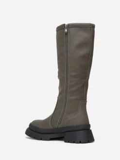 Hot La Modeuse Bottes   effet mat à semelle crantée Gris
