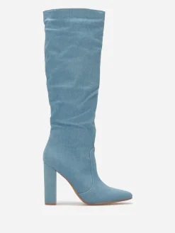 Outlet La Modeuse Bottes en denim à bout pointu Bleu