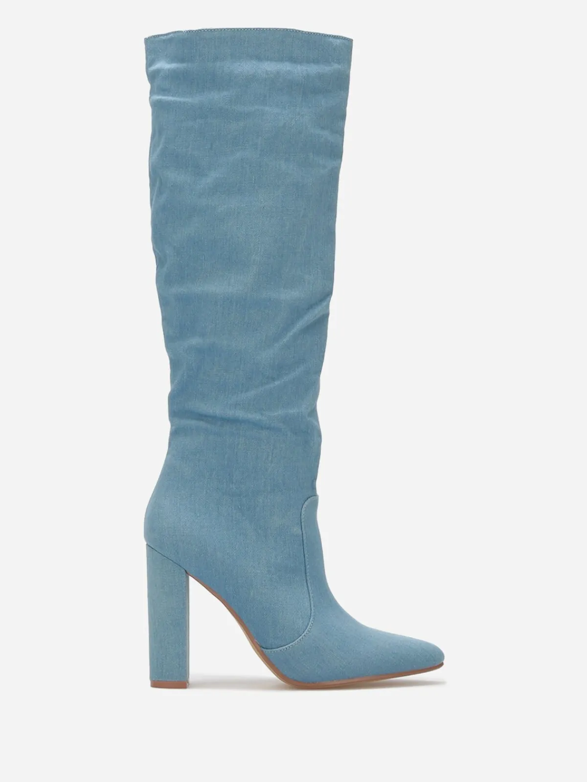 Outlet La Modeuse Bottes en denim à bout pointu Bleu