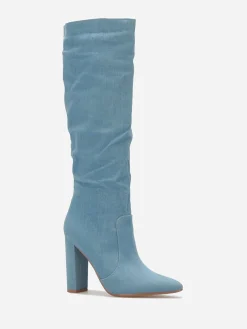 Outlet La Modeuse Bottes en denim à bout pointu Bleu