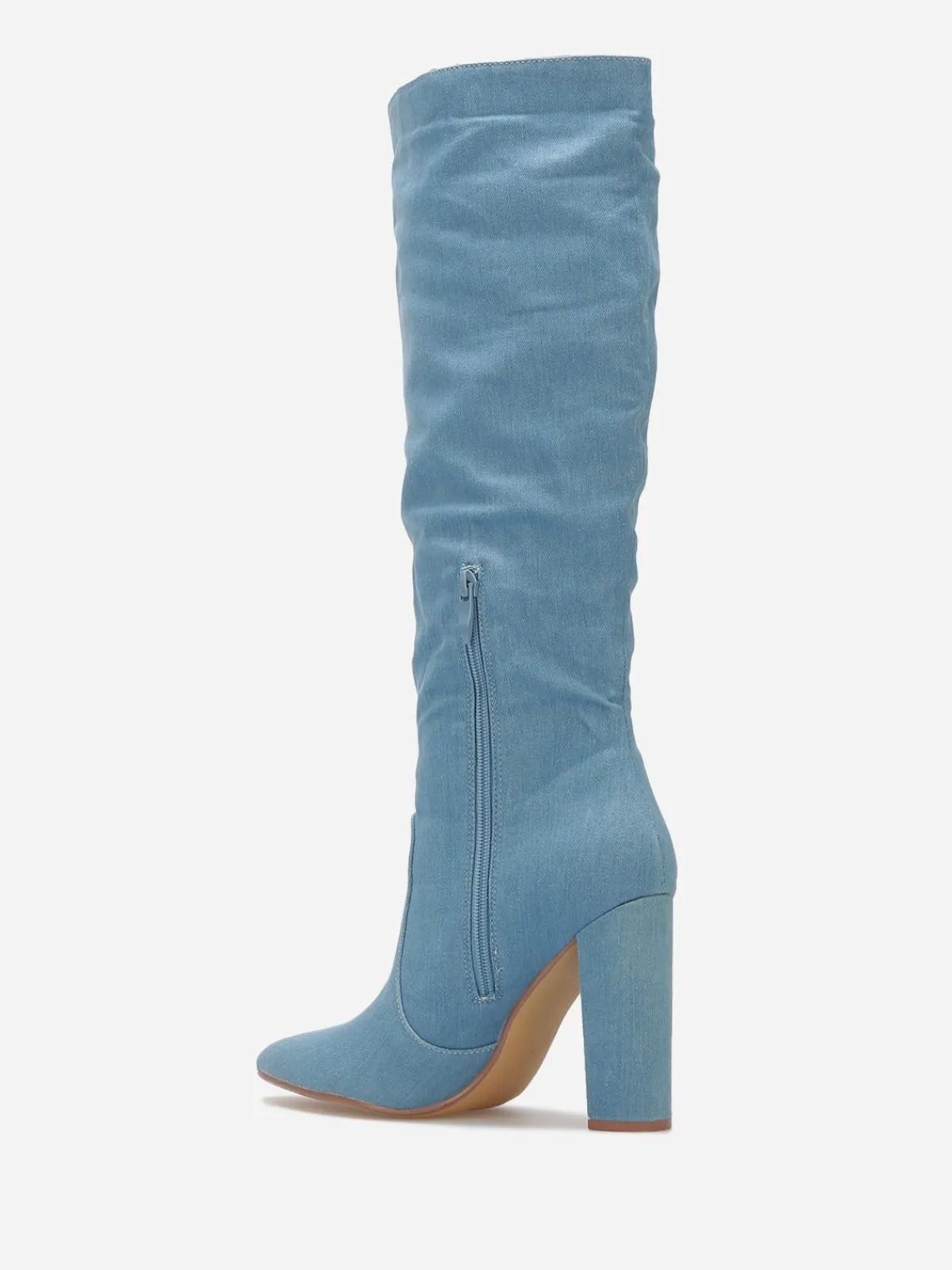 Outlet La Modeuse Bottes en denim à bout pointu Bleu