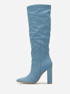 Outlet La Modeuse Bottes en denim à bout pointu Bleu