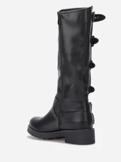New La Modeuse Bottes en simili à multiples boucles Noir