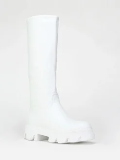 Discount La Modeuse Bottes en simili  à semelle crantée Blanc
