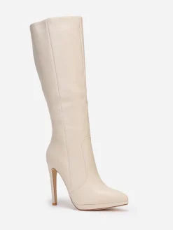 New La Modeuse Bottes en simili à talon aiguille Beige