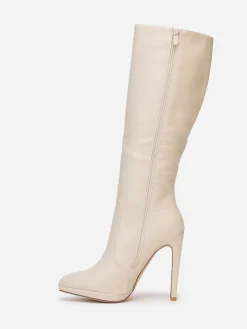 New La Modeuse Bottes en simili à talon aiguille Beige
