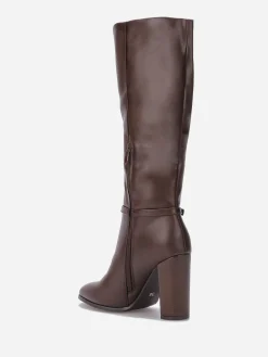 Discount La Modeuse Bottes en simili à talon et brides Marron