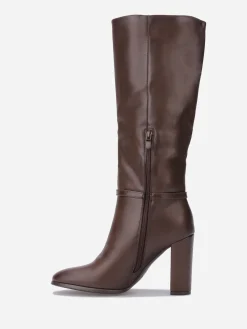 Discount La Modeuse Bottes en simili à talon et brides Marron
