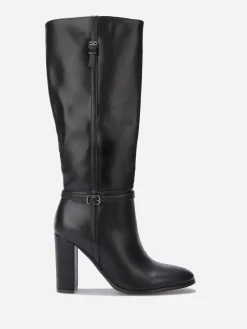 Sale La Modeuse Bottes en simili à talon et brides Noir
