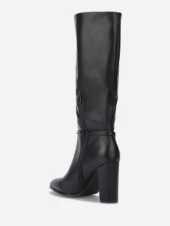 Sale La Modeuse Bottes en simili à talon et brides Noir