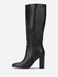Sale La Modeuse Bottes en simili à talon et brides Noir