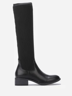 Clearance La Modeuse Bottes en simili effet chaussettes Noir
