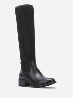 Clearance La Modeuse Bottes en simili effet chaussettes Noir