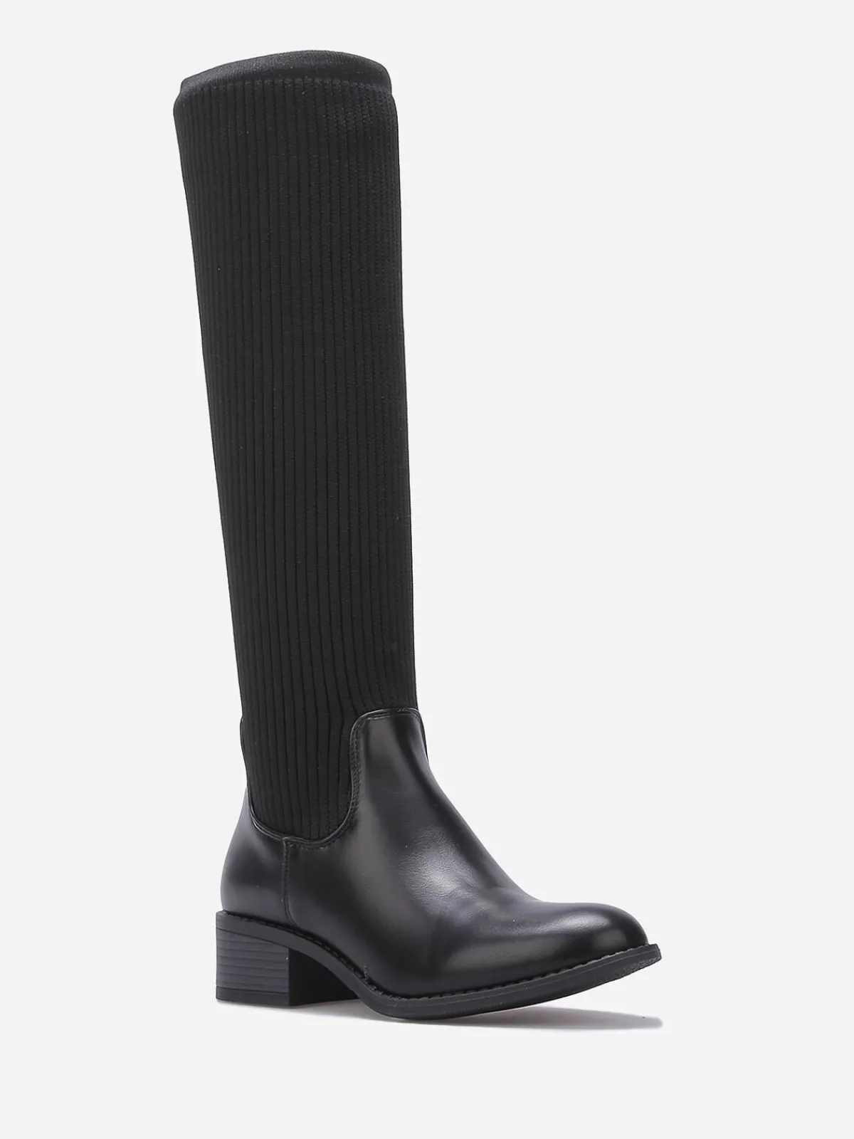 Clearance La Modeuse Bottes en simili effet chaussettes Noir
