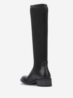 Clearance La Modeuse Bottes en simili effet chaussettes Noir