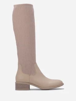 Hot La Modeuse Bottes en simili effet chaussettes Taupe
