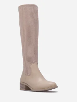 Hot La Modeuse Bottes en simili effet chaussettes Taupe