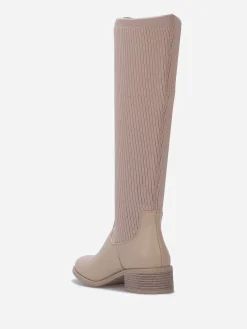 Hot La Modeuse Bottes en simili effet chaussettes Taupe
