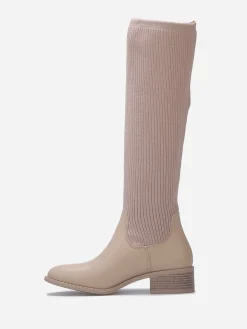 Hot La Modeuse Bottes en simili effet chaussettes Taupe