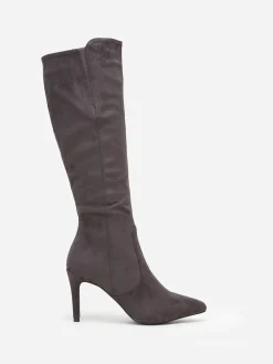 Sale La Modeuse Bottes en suédine à bout et talon pointus Gris