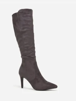 Sale La Modeuse Bottes   en suédine à bout et talon pointus Gris