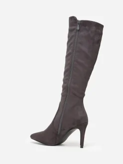 Sale La Modeuse Bottes   en suédine à bout et talon pointus Gris