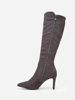 Sale La Modeuse Bottes   en suédine à bout et talon pointus Gris