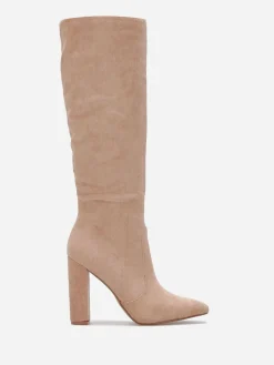 Online La Modeuse Bottes en suédine à bout pointu Taupe