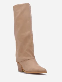 Sale La Modeuse Bottes en suédine à revers Taupe