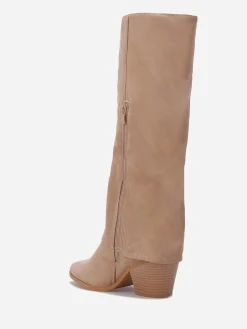 Sale La Modeuse Bottes en suédine à revers Taupe
