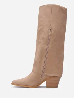 Sale La Modeuse Bottes en suédine à revers Taupe