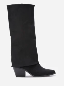 Online La Modeuse Bottes en suédine à revers Noir