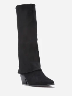 Online La Modeuse Bottes en suédine à revers Noir