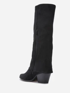 Online La Modeuse Bottes en suédine à revers Noir